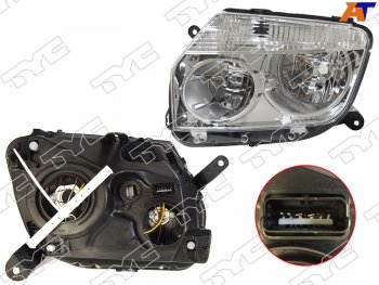 Фара левая (хром, под электрокорректор) TYC Renault Duster  HS (2010-2015) дорестайлинг