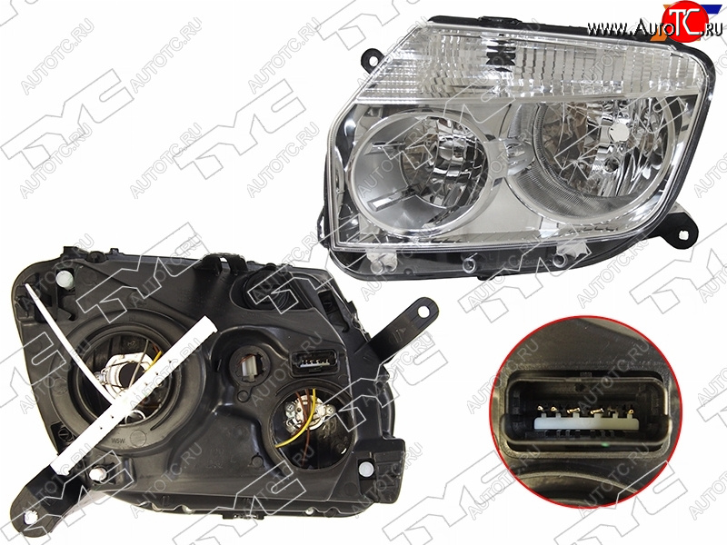 7 749 р. Фара левая (хром, под электрокорректор) TYC  Renault Duster  HS (2010-2015) дорестайлинг  с доставкой в г. Кемерово