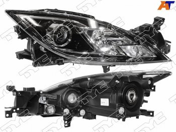Фара правая (черная, под электрокорректор, Евросвет) TYC Mazda 6  GH (2007-2010) дорестайлинг лифтбэк, дорестайлинг седан, дорестайлинг универсал