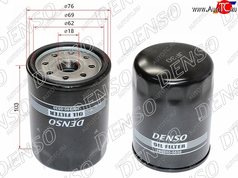 519 р. Фильтр масляный TOYOTA #UZFE,1FZFE 92- DENSO 260340-0530  с доставкой в г. Кемерово