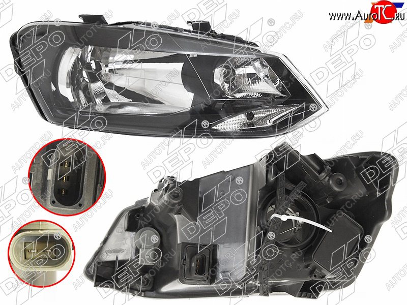 9 949 р. Фара Volkswagen Polo 09-20 (Спереди Справа) DEPO 441-11G9RMLDEM2  с доставкой в г. Кемерово