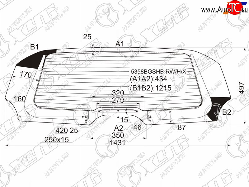 13 199 р. Стекло заднее (Цвет зеленый Обогрев) Mercedes-Benz A-Class 04-12 XYG 5358BGSHB RW/H/X  с доставкой в г. Кемерово