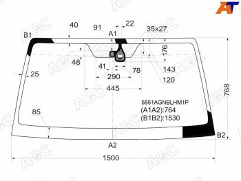 13 999 р. Стекло лобовое с обогревом щеток + дд MITSUBISHI PAJERO 35D 06-                                     AGC 5661AGNBLHM1P  с доставкой в г. Кемерово. Увеличить фотографию 1