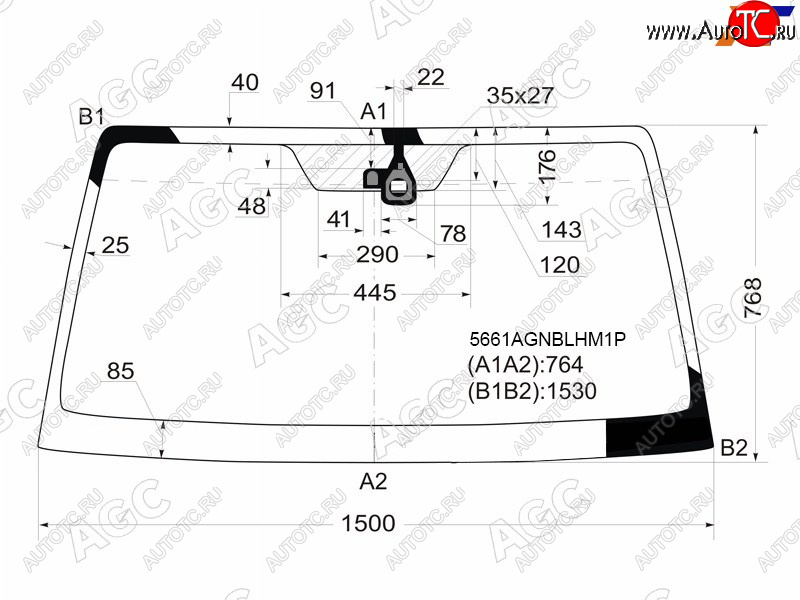 13 999 р. Стекло лобовое с обогревом щеток + дд MITSUBISHI PAJERO 35D 06-                                     AGC 5661AGNBLHM1P  с доставкой в г. Кемерово