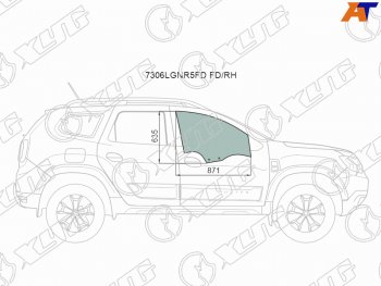2 789 р. Стекло боковое опускное (Спереди Справа Цвет зеленый) Renault Duster 21-  Dacia Duster 17- XYG 7306RGNR5FD FD/RH  с доставкой в г. Кемерово. Увеличить фотографию 1