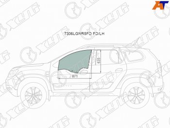 2 789 р. Стекло боковое опускное (Спереди Слева Цвет зеленый) Renault Duster 21-  Dacia Duster 17- XYG 7306LGNR5FD FD/LH  с доставкой в г. Кемерово. Увеличить фотографию 1