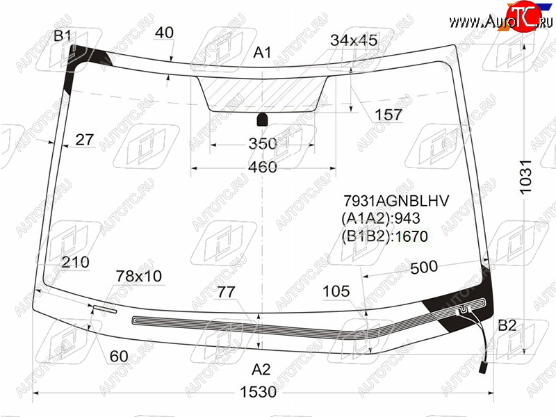 9 299 р. Стекло лобовое (Обогрев щеток) Subaru B9 Tribeca 04-14  Tribeca 07-14 FUYAO 7931AGNBLHV  с доставкой в г. Кемерово