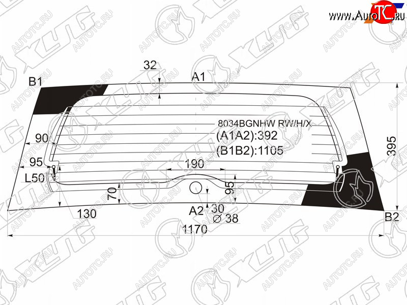 6 999 р. Стекло заднее (Цвет зеленый Обогрев) Opel Agila 07-14  Suzuki Splash 08-15 XYG 8034BGNHW RW/H/X  с доставкой в г. Кемерово