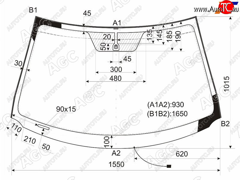 20 399 р. Стекло лобовое с обогревом щеток TOYOTA HIGHLANDERKLUGER 07-13                                      AGC 83G2AGNBLHV  с доставкой в г. Кемерово