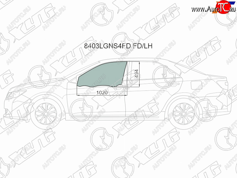 3 079 р. Стекло боковое опускное (Спереди Слева Цвет зеленый Крепления) Toyota Camry (XV50) 11-18  Camry XYG 8403LGNS4FD FD/LH  с доставкой в г. Кемерово