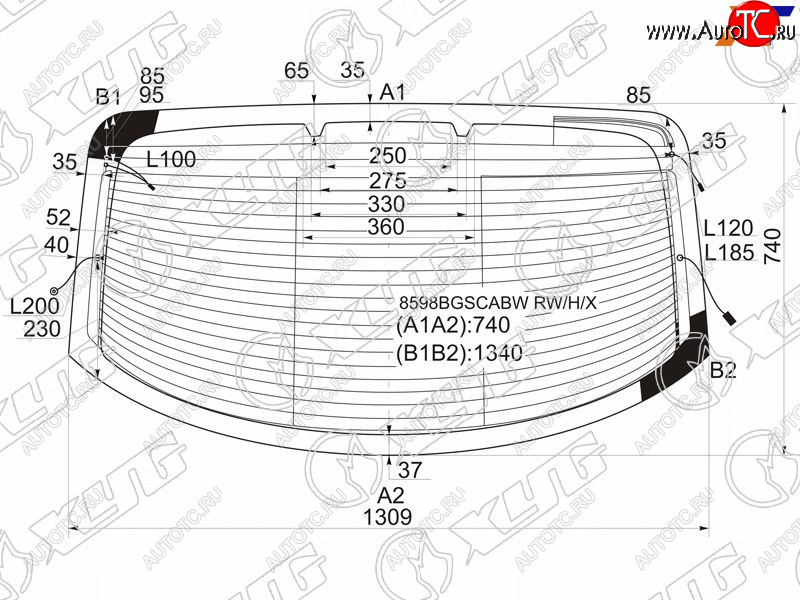 13 199 р. Стекло заднее (Цвет зеленый Обогрев Антенна) Volkswagen Passat CC 08-11 XYG 8598BGSCABW RW/H/X  с доставкой в г. Кемерово