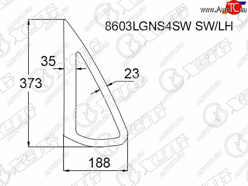 2 349 р. Стекло кузова боковое (не опускное) (Слева Цвет зеленый) Skoda Rapid 20-  Volkswagen Polo 09-20 XYG 8603LGNS4SW SW/LH  с доставкой в г. Кемерово