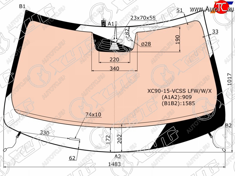 22 699 р. Стекло лобовое (Обогрев полный Камера Датчик дождя Молдинг) Volvo XC90 14- XYG 8839AGNCGHMVZ1M LFW/W/X  с доставкой в г. Кемерово