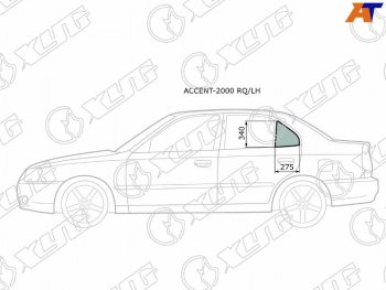1 029 р. Стекло форточки (уголок) задней левой двери HYUNDAI ACCENT (сборка Россия) 45D 00-12                XYG ACCENT-2000 RQ/LH  с доставкой в г. Кемерово. Увеличить фотографию 1