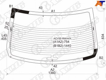 Стекло заднее (Цвет зеленый Обогрев Антенна) Toyota Camry (XV30) 01-06  Camry UAEUSA 01-06 XYG ACV30 RW/H/X