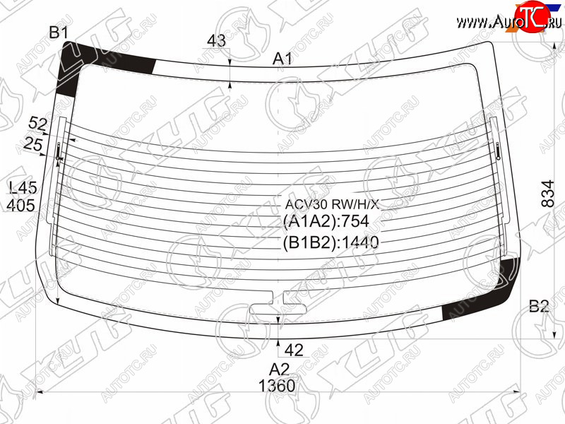 7 999 р. Стекло заднее (Цвет зеленый Обогрев Антенна) Toyota Camry (XV30) 01-06  Camry UAEUSA 01-06 XYG ACV30 RW/H/X  с доставкой в г. Кемерово