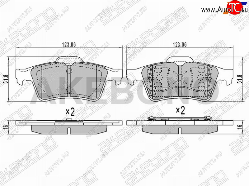 2 249 р. Колодки тормозные задние RH-LH SAT  Ford Focus ( 2,  3,  4 CEW) (2004-2025), Mazda 3/Axela ( BK,  BL) (2003-2013)  с доставкой в г. Кемерово