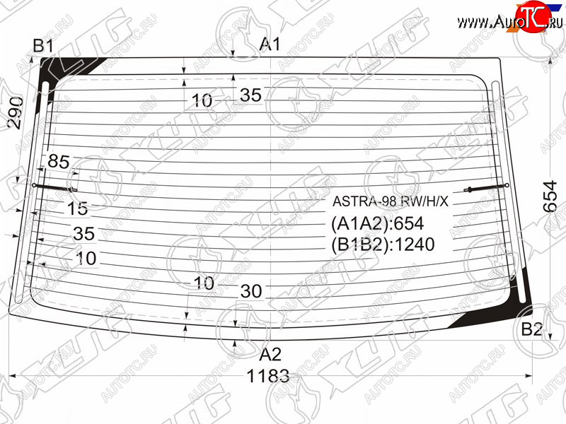 7 199 р. Стекло заднее (Цвет зеленый Обогрев 4D SED) Opel Astra 98-09  Chevrolet Viva 04-08 XYG ASTRA-98 RW/H/X  с доставкой в г. Кемерово