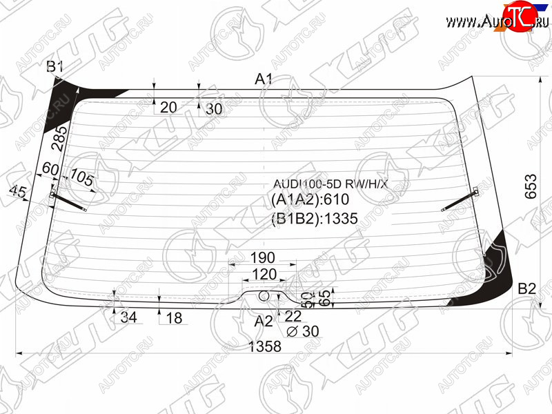 9 549 р. Стекло заднее (Цвет зеленый Обогрев) Audi A6 94-97  100 91-95 XYG AUDI100-5D RW/H/X  с доставкой в г. Кемерово