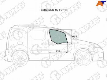 3 079 р. Стекло боковое опускное (Спереди Справа Цвет зеленый) Citroen Berlingo 08-22  Peugeot Partner 08- XYG BERLINGO-09 FD/RH  с доставкой в г. Кемерово. Увеличить фотографию 1