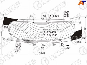 Стекло заднее (Цвет зеленый Обогрев Антенна 35D HBK) BMW 1-Series 11-19 XYG BMW-F20 RW/H/X