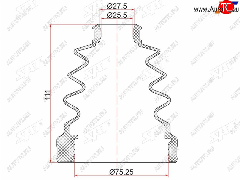 529 р. Пыльник шруса внутреннего LH TOYOTA ACV3#ACV40 NZT260ANE10ACUMCU2030ACM21ACR30AZR65 SAT C-1941T  с доставкой в г. Кемерово