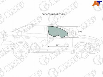 2 799 р. Стекло боковое опускное (Спереди Справа Цвет зеленый) Chevrolet Cobalt 13-  Ravon R4 16-20 XYG CHEV-COBALT-12 FD/RH  с доставкой в г. Кемерово. Увеличить фотографию 1