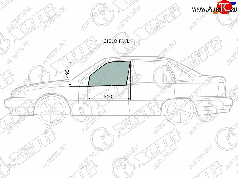 2 199 р. Стекло боковое опускное (Спереди Слева Цвет зеленый) Daewoo Nexia 94-16 XYG CIELO FD/LH  с доставкой в г. Кемерово