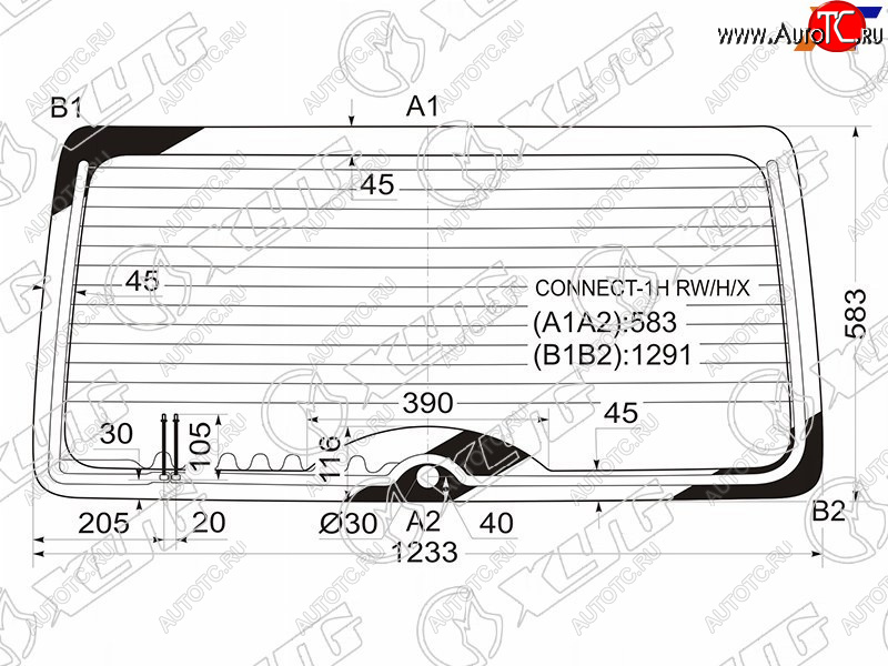 9 549 р. Стекло заднее (Цвет зеленый Обогрев) Ford Tourneo Connect 02-13 XYG CONNECT-1H RW/H/X  с доставкой в г. Кемерово