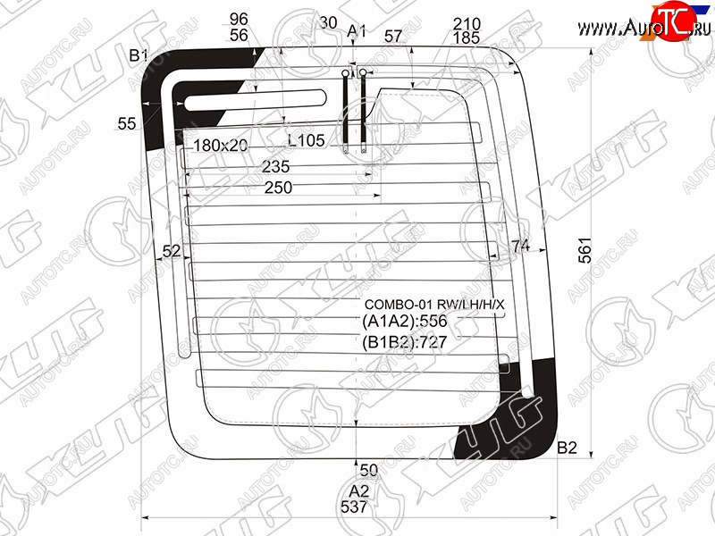 6 599 р. Стекло заднее (Цвет зеленый Обогрев) Opel Combo 01-11 XYG COMBO-01 RW/LH/H/X  с доставкой в г. Кемерово
