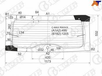 Стекло заднее (Цвет зеленый Обогрев) Ford C-MAX 03-10 XYG C-MAX RW/H/X