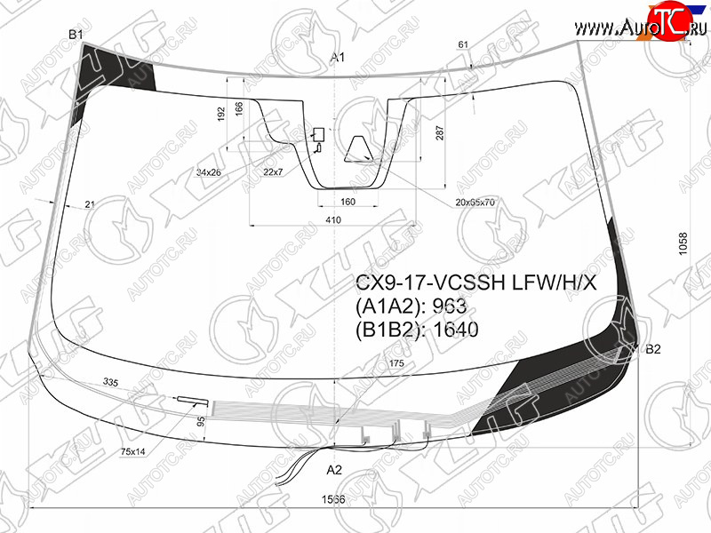 12 649 р. Стекло лобовое (Обогрев щеток Камера Датчик дождя Молдинг) Mazda CX-9 15-21 XYG CX9-17-VCSSH LFW/H/X  с доставкой в г. Кемерово