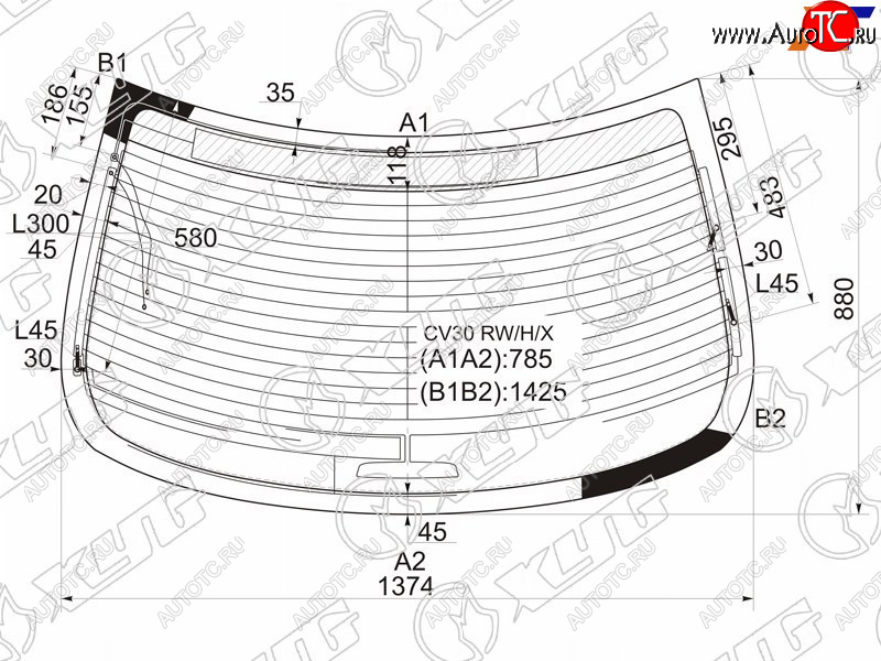 9 749 р. Стекло заднее (Цвет зеленый Обогрев Антенна) Lexus ES 01-06  Toyota Windom 01-06 XYG CV30 RW/H/X  с доставкой в г. Кемерово