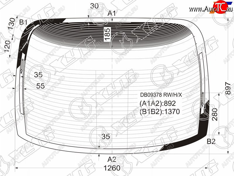 5 849 р. Стекло заднее (Цвет зеленый Обогрев Антенна) Chrysler 300M 98-04 XYG DB09378 RW/H/X  с доставкой в г. Кемерово