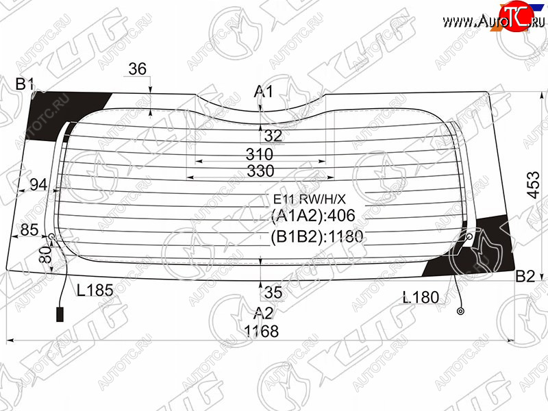 4 649 р. Стекло заднее (Цвет зеленый Обогрев) Nissan Note 05-13 XYG E11 RW/H/X  с доставкой в г. Кемерово