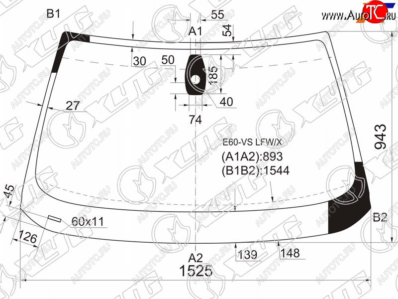 6 899 р. Стекло лобовое (Датчик дождя Круглый датчик дождя 4D SED5D WGN) XYG  BMW 5 серия ( E60,  E61) (2007-2010) седан рестайлинг, универсал рестайлинг  с доставкой в г. Кемерово