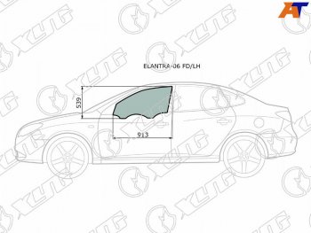 2 599 р. Стекло боковое опускное (Спереди Слева Цвет зеленый) Hyundai Elantra 06-12  Avante 06-11 XYG ELANTRA-06 FD/LH  с доставкой в г. Кемерово. Увеличить фотографию 1