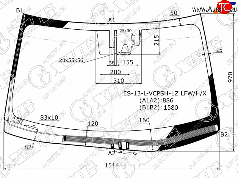11 299 р. Стекло лобовое (Обогрев щеток Камера Датчик дождя) Lexus ES 12-15 XYG ES-13-L-VCPSH-1Z LFW/H/X  с доставкой в г. Кемерово