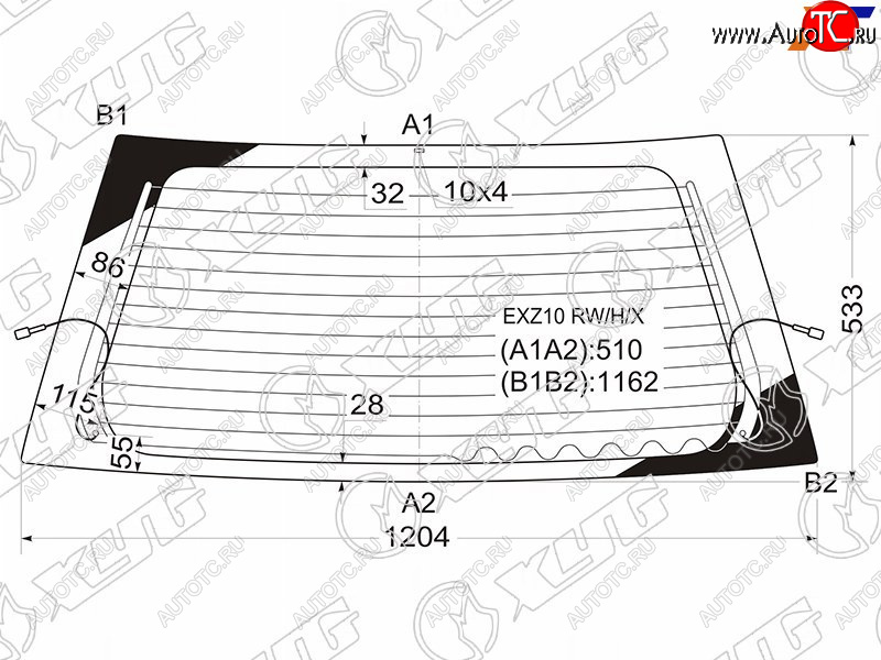 8 749 р. Стекло заднее (Цвет зеленый Обогрев) Toyota Raum 97-03 XYG EXZ10 RW/H/X  с доставкой в г. Кемерово