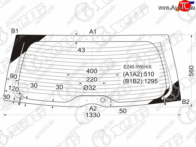 13 949 р. Стекло заднее (Цвет зеленый Обогрев) Mitsubishi Grandis 03-09 XYG EZ45 RW/H/X  с доставкой в г. Кемерово