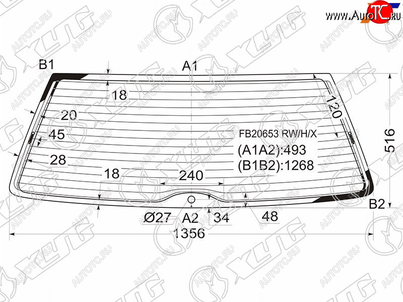 7 549 р. Стекло заднее (Цвет зеленый Обогрев) Volkswagen Passat 96-05 XYG FB20653 RW/H/X  с доставкой в г. Кемерово