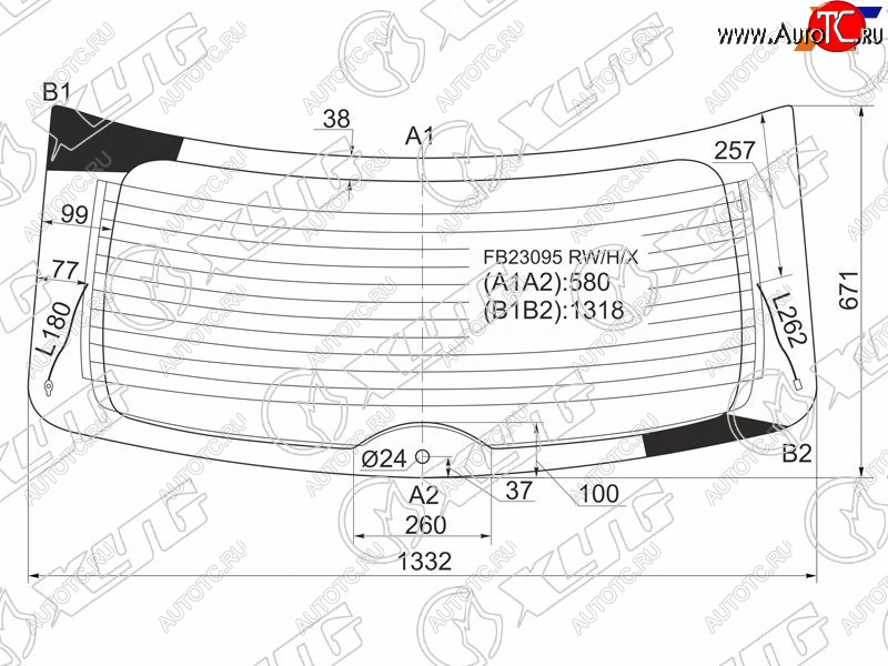 14 399 р. Стекло заднее (Цвет зеленый Обогрев) Mazda CX-7 06-12 XYG FB23095 RW/H/X  с доставкой в г. Кемерово