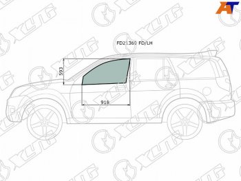 3 079 р. Стекло боковое опускное (Спереди Слева Цвет зеленый) Great Wall Hover 05-10  Hover H3 10-16  Hov XYG FD21369 FD/LH  с доставкой в г. Кемерово. Увеличить фотографию 1