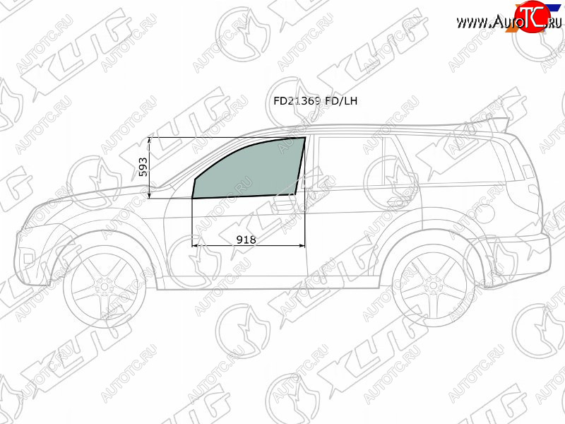 3 079 р. Стекло боковое опускное (Спереди Слева Цвет зеленый) Great Wall Hover 05-10  Hover H3 10-16  Hov XYG FD21369 FD/LH  с доставкой в г. Кемерово
