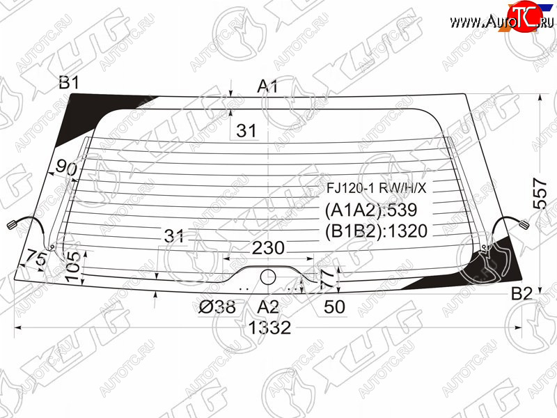 6 449 р. Стекло заднее (Цвет зеленый Обогрев) Toyota Land Cruiser Prado (J120) 02-09  Lexus GX 02-09 XYG FJ120-1 RW/H/X  с доставкой в г. Кемерово