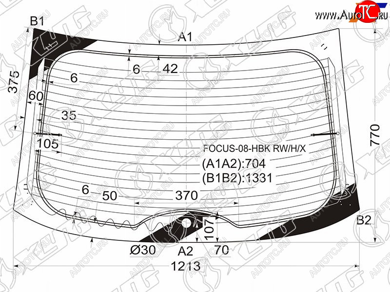 7 999 р. Стекло заднее (Цвет зеленый Обогрев 35D HBK) Ford Focus 07-11 XYG FOCUS-08-HBK RW/H/X  с доставкой в г. Кемерово