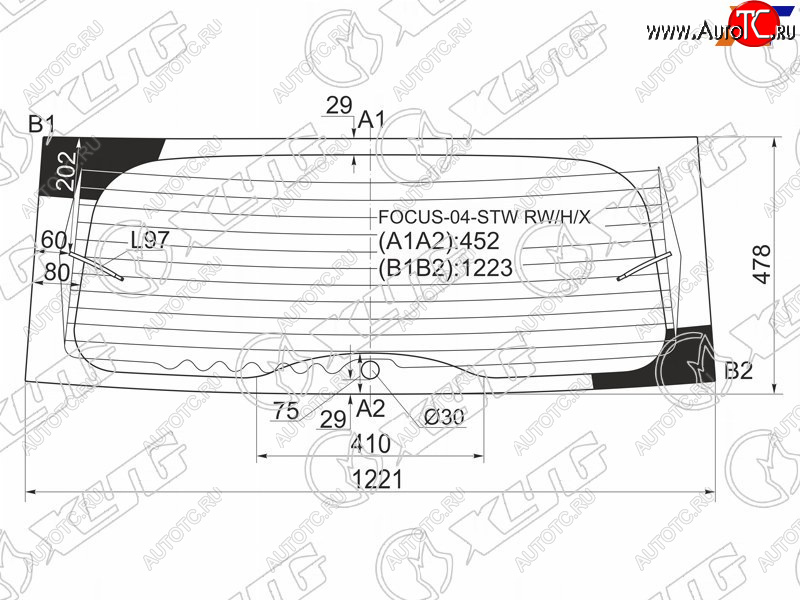 7 549 р. Стекло заднее (Цвет зеленый Обогрев) Ford Focus 04-11 XYG FOCUS-04-STW RW/H/X  с доставкой в г. Кемерово