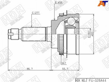 Шрус наружный SUBARU IMPREZA GD#GG# EJ15EJ20 AT5MT 4WD00- HDK FU-028A44