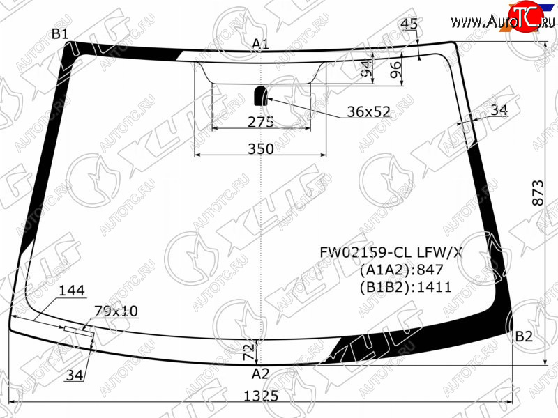 5 449 р. Стекло лобовое Toyota Vitz 99-05  Echo 99-05  Platz 99-05  Yaris 99-05 XYG FW02159-CL LFW/X  с доставкой в г. Кемерово