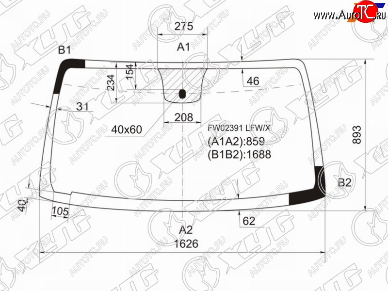 6 499 р. Стекло лобовое Infiniti QX56 04-10  Nissan Armada 03-16  Titan 03-15 XYG FW02391 LFW/X  с доставкой в г. Кемерово